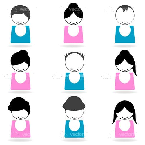 Abstract People Icons with Different Hairstyles